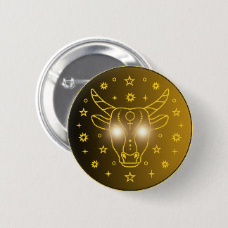 Mystical Golden Zodiac Taurus 6 Cm Round Badge