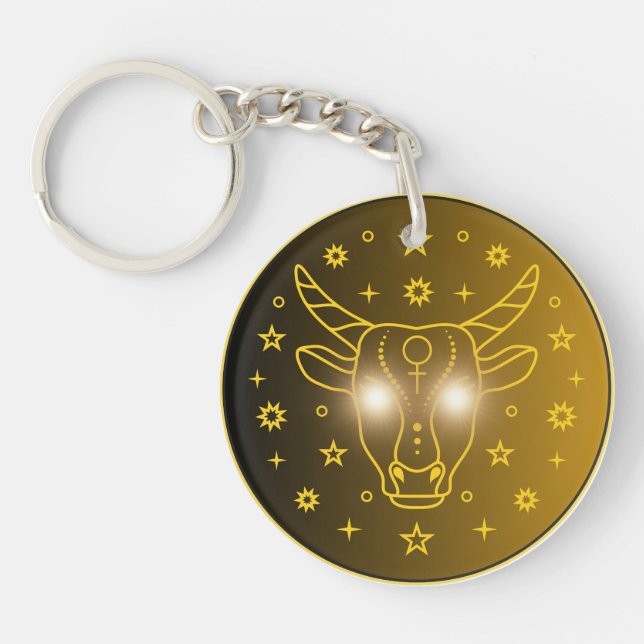 Mystical Golden Zodiac Taurus Key Ring (Front)