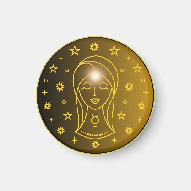 Mystical Golden Zodiac Virgo Magnet (Front)