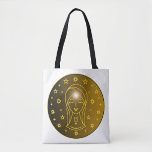 Mystical Golden Zodiac Virgo Tote Bag