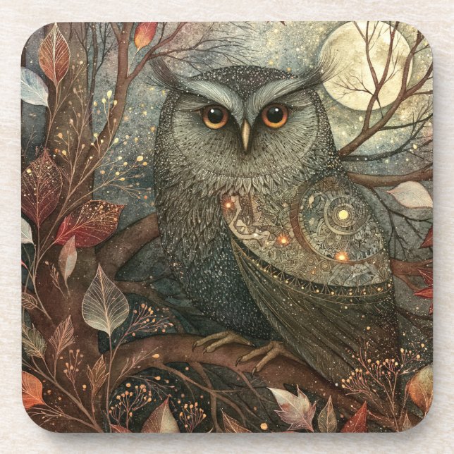 Mystical Goth Core Owl Coaster (Front)
