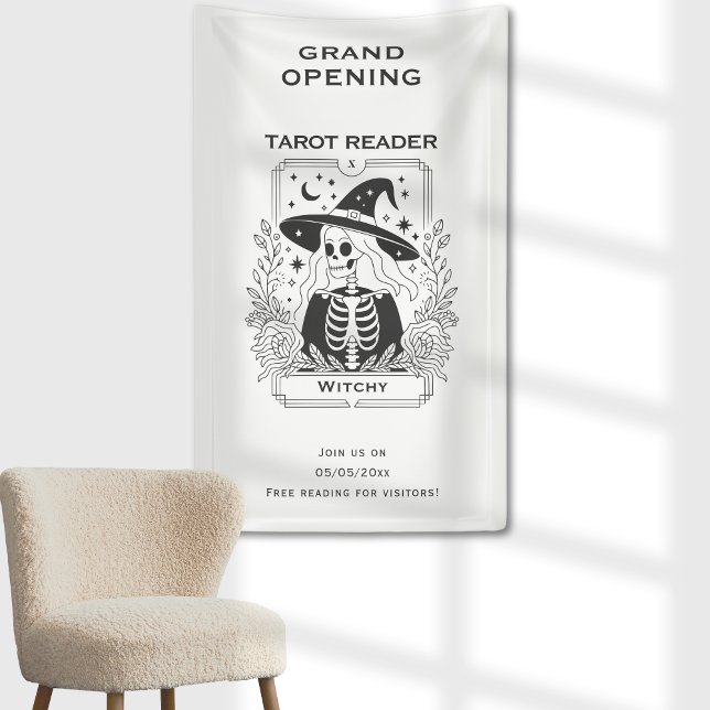 Mystical Gothic Black And White Witch Tarot Design Banner (Creator Uploaded)
