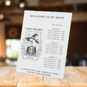 Mystical Gothic Black And White Witch Tarot Design Pedestal Sign