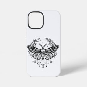 Mystical Gothic Moth Botanical Celestial Line Art iPhone 12 Mini Case