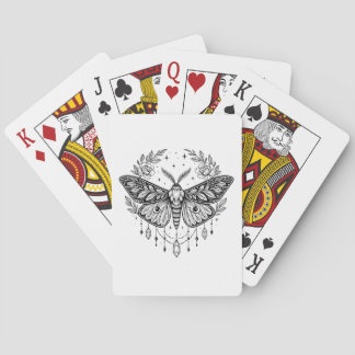 Mystical Gothic Moth Botanical Celestial Line Art Playing Cards