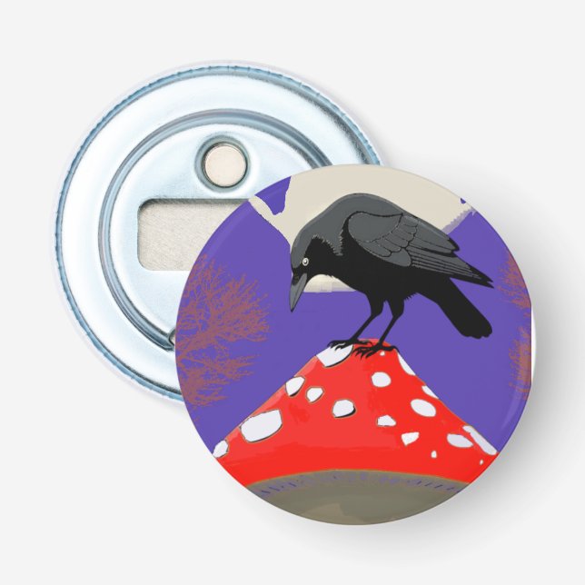 Mystical Gothic Raven Magnetic Bottle Opener (Front)