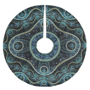 Mystical Grand Royal Julian Fractal Mandala Art  Brushed Polyester Tree Skirt