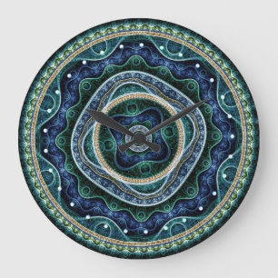Mystical Grand Royal Julian Fractal Mandala Art Large Clock