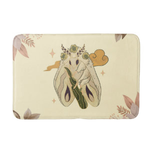 Mystical Graphic Artwork, Beige Fae Moth Bath Mat