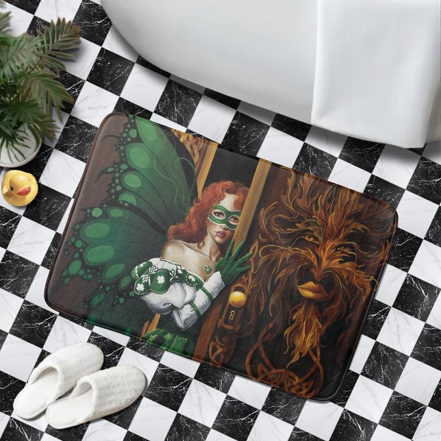 Mystical Green Celtic Fairy Secret Password Irish Bath Mat (Creator Uploaded)