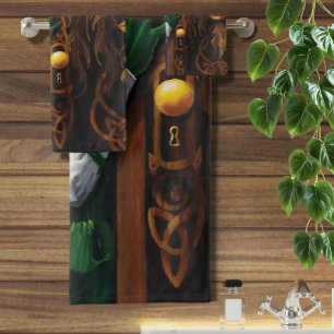 Mystical Green Celtic Fairy Secret Password Irish Bath Towel Set