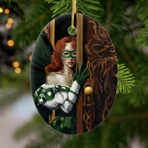 Mystical Green Celtic Fairy Secret Password Irish Ceramic Tree Decoration