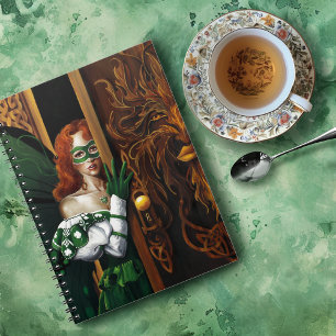 Mystical Green Celtic Fairy Secret Password Irish Spiral Notebook