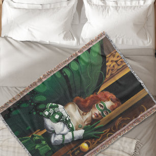 Mystical Green Celtic Fairy Secret Password Irish Throw Blanket