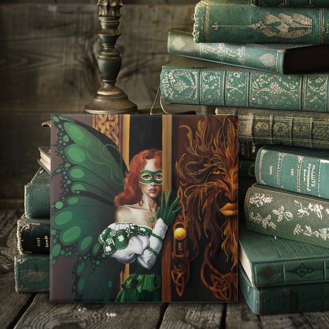 Mystical Green Celtic Fairy Secret Password Irish Tile (Creator Uploaded)