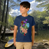 Mystical Green Chinese Dragon Floral Navy Blue