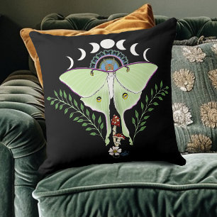 Mystical Green Ethereal Luna Moth Celestial Cushion