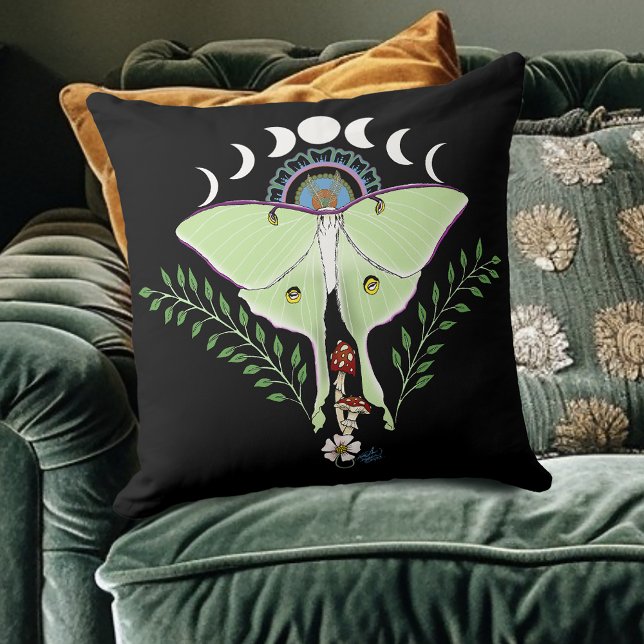 Mystical Green Ethereal Luna Moth Celestial Cushion (Creator Uploaded)