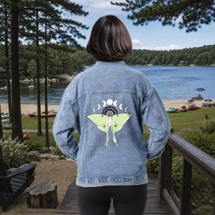 Mystical Green Ethereal Luna Moth Celestial Denim Jacket