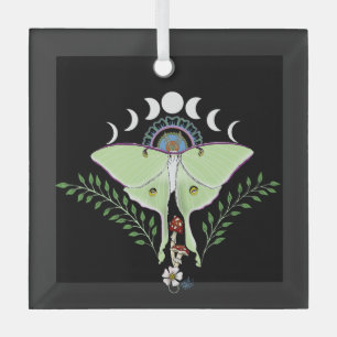 Mystical Green Ethereal Luna Moth Celestial Glass Tree Decoration