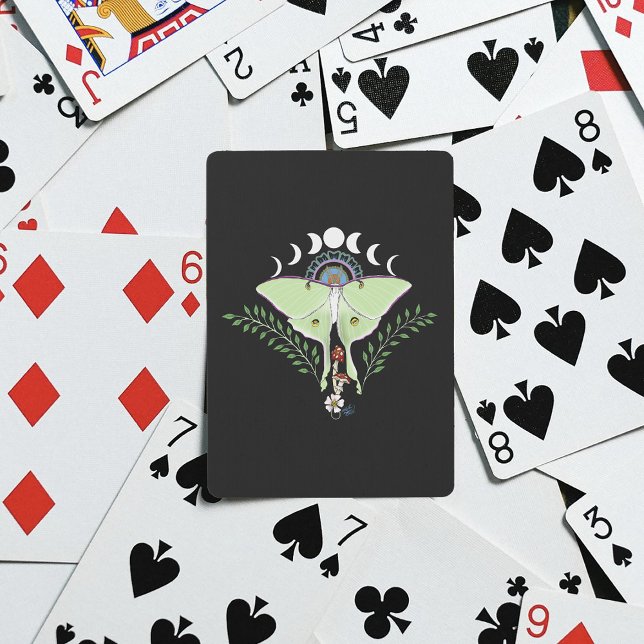 Mystical Green Ethereal Luna Moth Celestial Playing Cards (Creator Uploaded)