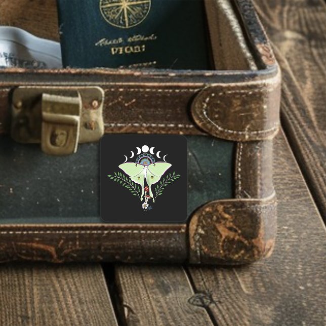 Mystical Green Ethereal Luna Moth Celestial Square Sticker (Creator Uploaded)