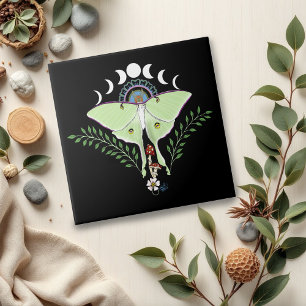 Mystical Green Ethereal Luna Moth Celestial Tile
