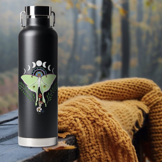 Mystical Green Ethereal Luna Moth Celestial Water Bottle (Creator Uploaded)