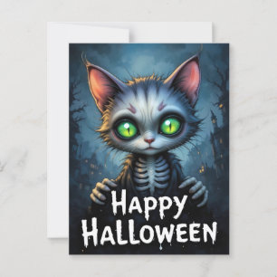 Mystical Green Eyed Cat Halloween Enchanting Felin Postcard