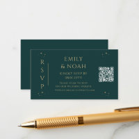 Mystical Green Gold Budget QR Code RSVP