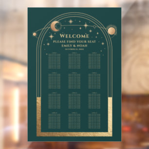 Mystical Green Gold Sun Moon Stars Wedding