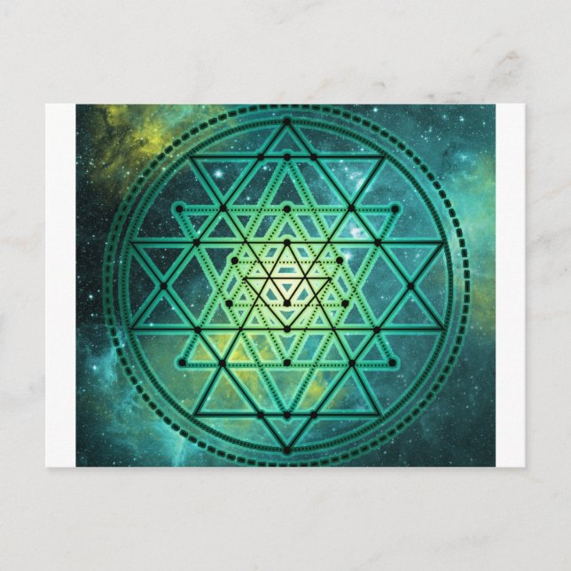 Mystical Green Sri Yantra Postcard (Front)
