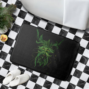Mystical Greenman Forest Spirit Leaf Face Fantasy Bath Mat
