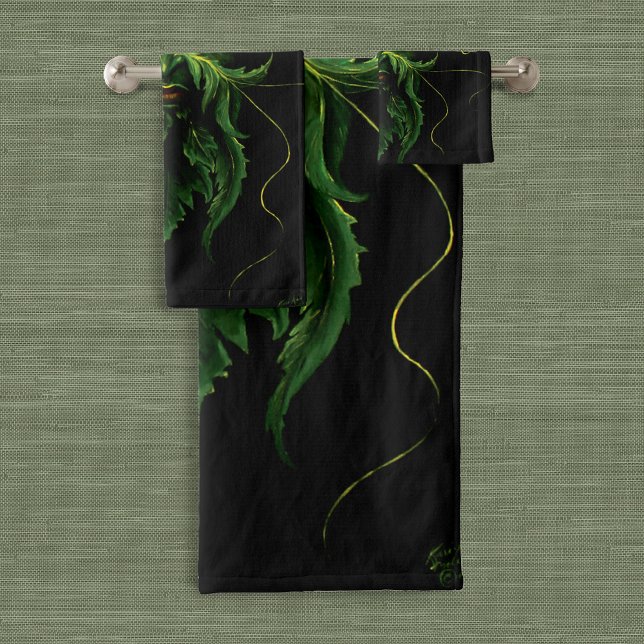 Mystical Greenman Forest Spirit Leaf Face Fantasy Bath Towel Set (Creator Uploaded)