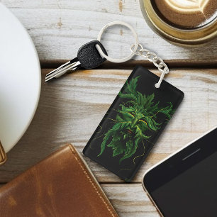 Mystical Greenman Forest Spirit Leaf Face Fantasy Key Ring