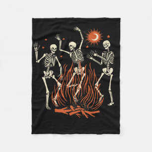 Mystical Halloween Dancing Skeletons Fleece Blanket