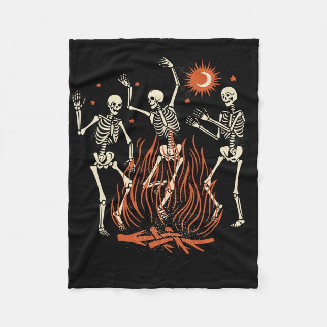 Mystical Halloween Dancing Skeletons  Fleece Blanket (Front)