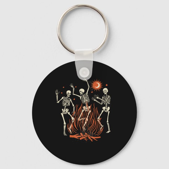 Mystical Halloween Dancing Skeletons  Key Ring (Front)