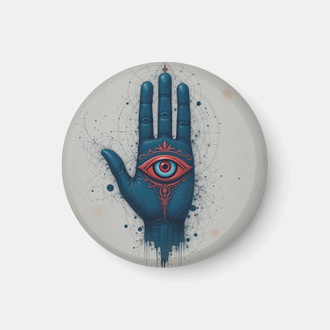 Mystical Hand Illustration with Red Eye Magnet (Front)