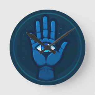 Mystical Hand With Eye Symbol Round Clock