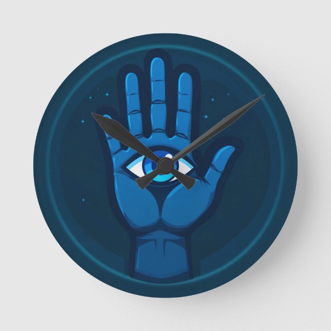 Mystical Hand With Eye Symbol Round Clock (Front)