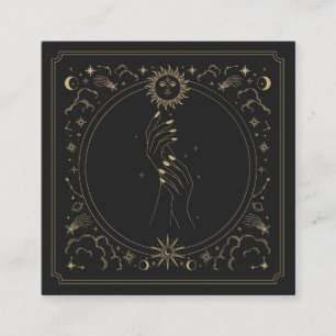 Mystical Hands Long Nails Celestial Nail Artist Square Business Card