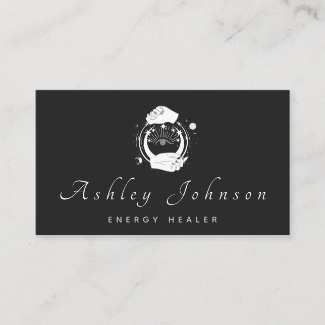 Mystical Hands & Third Eye Moon Psychic  Business Card (Front)