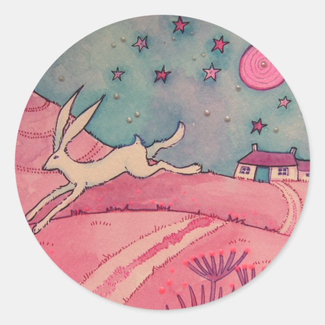 Mystical Hare Classic Round Sticker (Front)