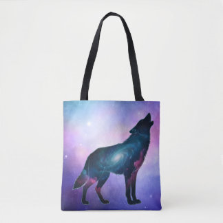 Mystical Howling Wolf Silhouette Tote