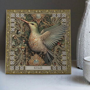 Mystical Hummingbird Tribal Jewel Tribute Tile