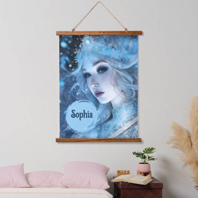 Mystical Ice Queen - Fantasy Winter Goddess Art Hanging Tapestry (Bedroom)