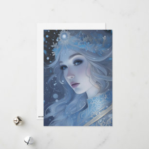 Mystical Ice Queen - Fantasy Winter Goddess Art Holiday Card