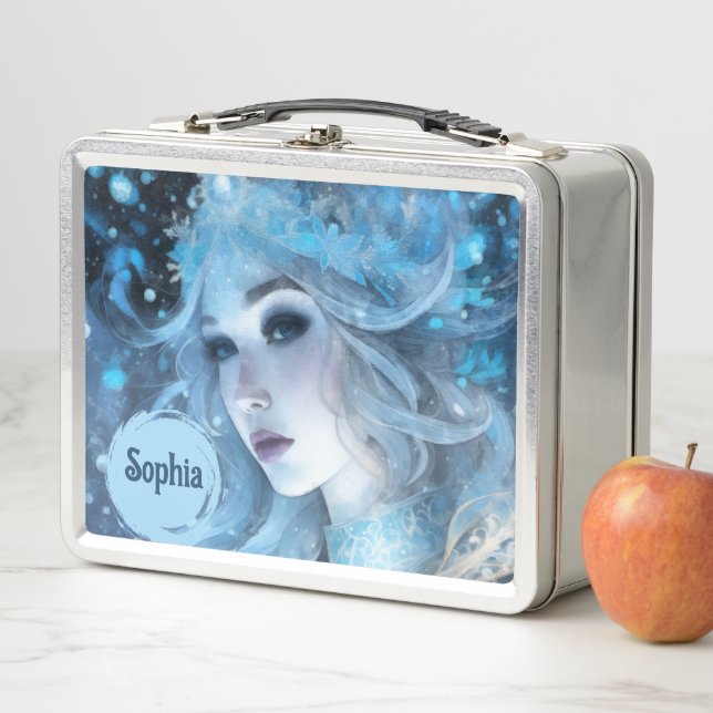 Mystical Ice Queen - Fantasy Winter Goddess Art Metal Lunch Box (In Situ)