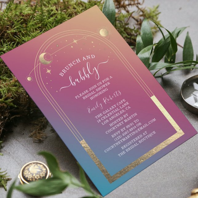 Mystical Jewel Gold Celestial Bridal Shower Invitation (Creator Uploaded)